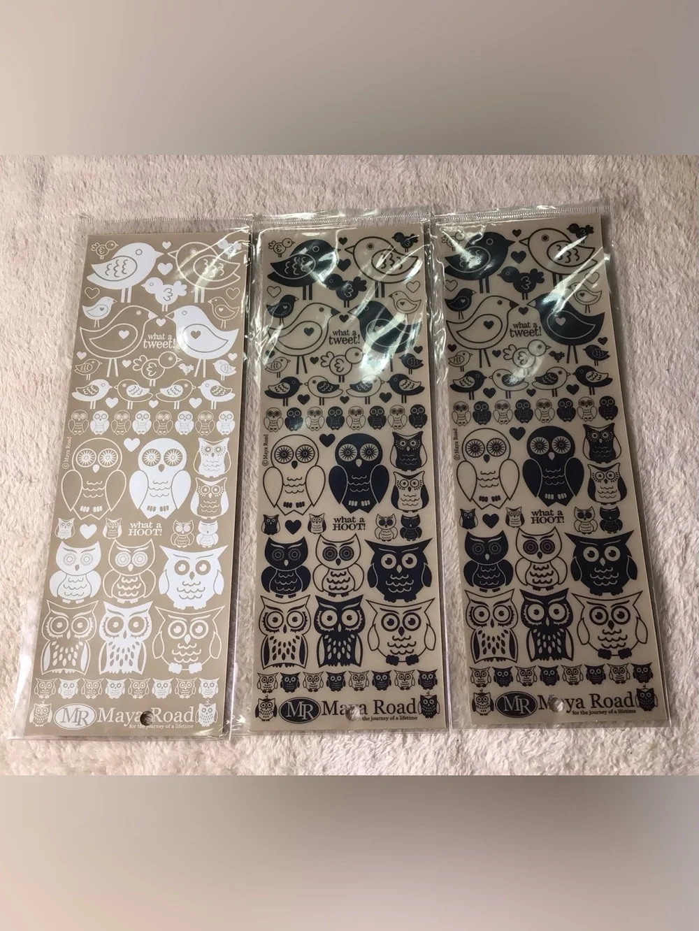 Black Owl & Bird rub-on sheets